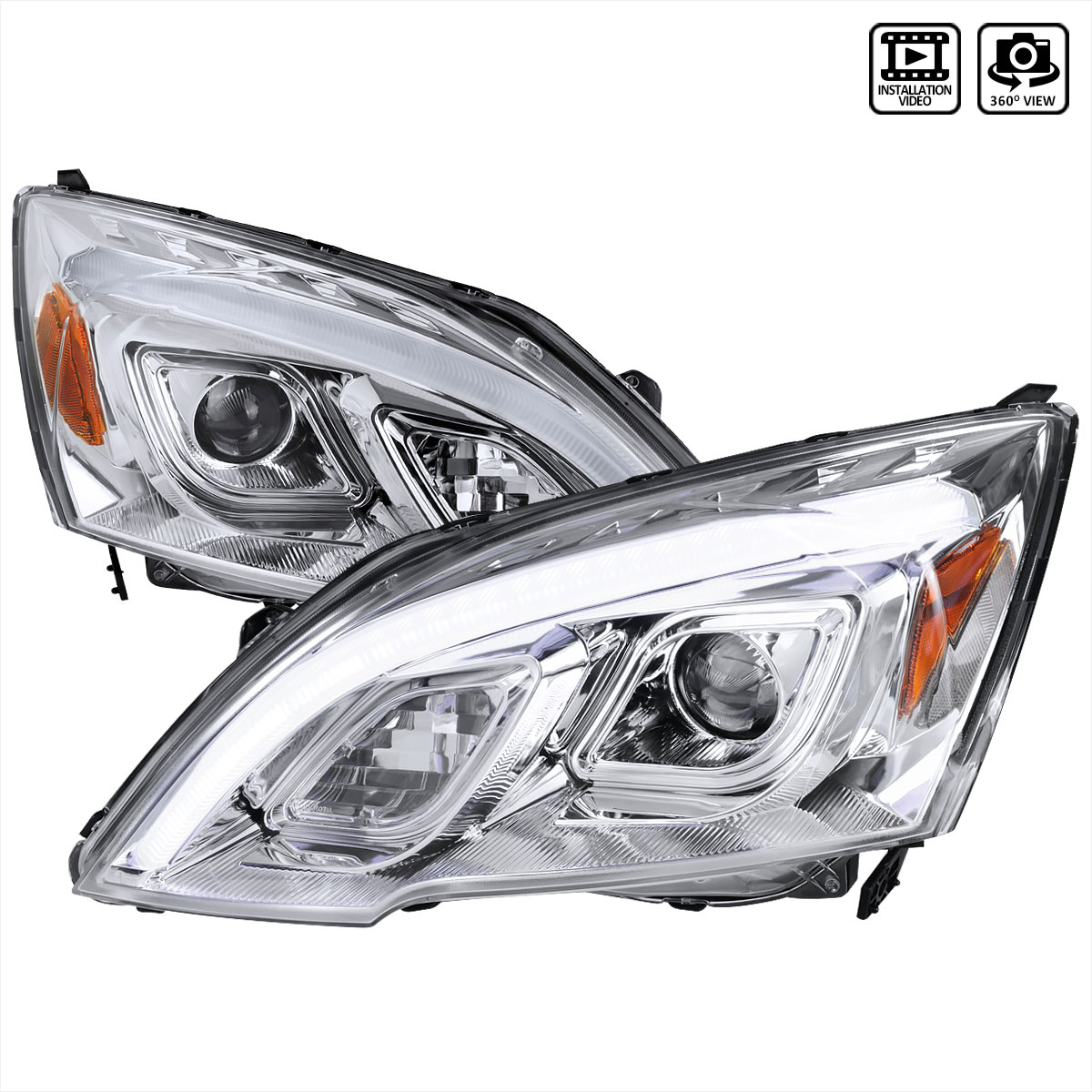 Spec-D Tuning 2lhp-crv07-tm | SPEC-D Tuning Honda CR-V Projector Headlight Chrome; 2007-2011