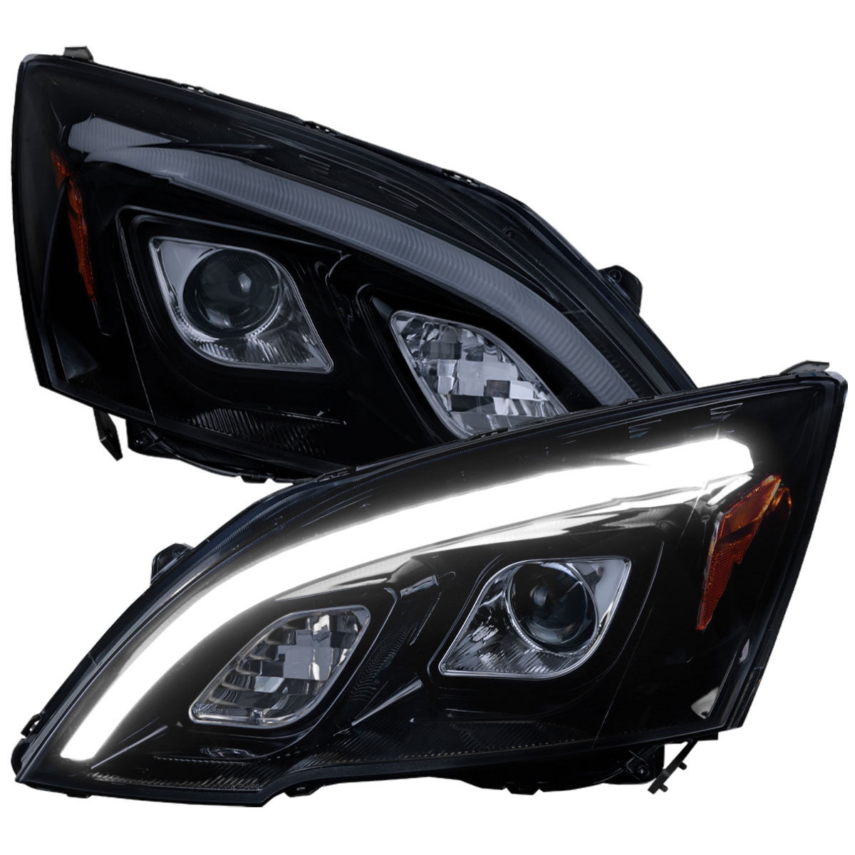 Spec-D Tuning 2lhp-crv07g-tm | SPEC-D Tuning Honda CR-V Projector Headlight Glossy Black; 2007-2011