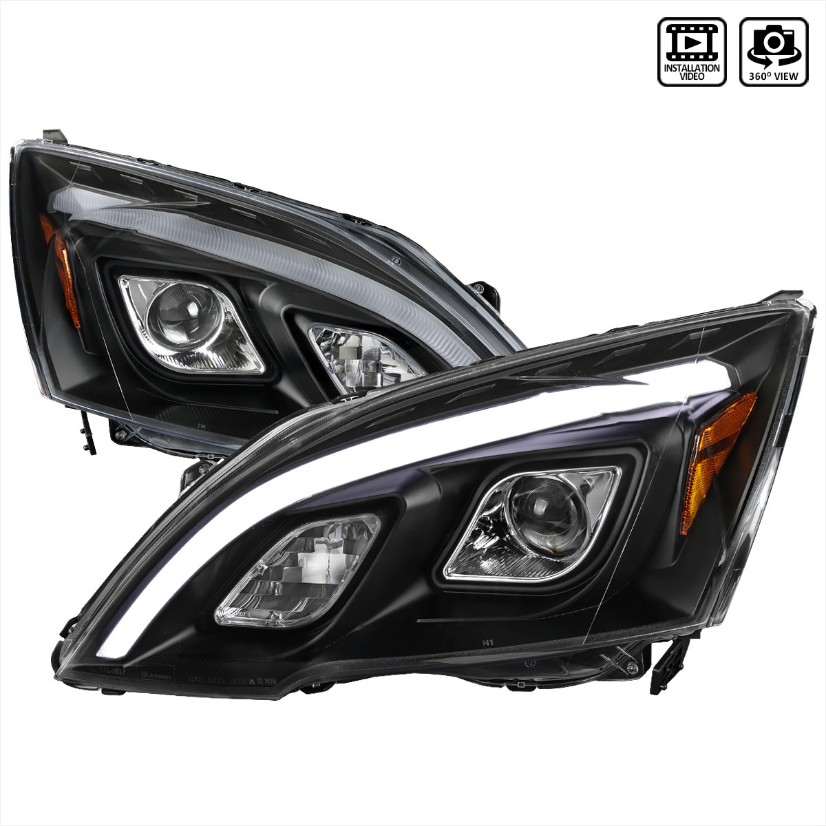 Spec-D Tuning 2lhp-crv07jm-tm | SPEC-D Tuning Honda CR-V Projector Headlights Matte Black; 2007-2011