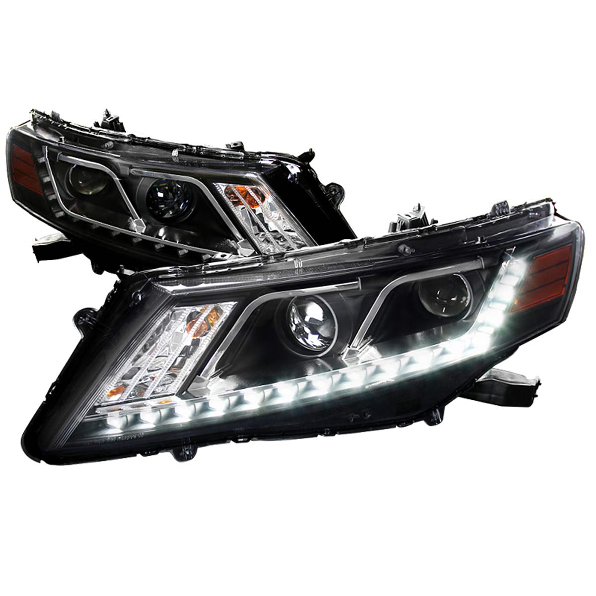 Spec-D Tuning 2LHP-CTOUR10JM-RS | Honda Crosstour Black Projector Headlights With Led; 2010-2012