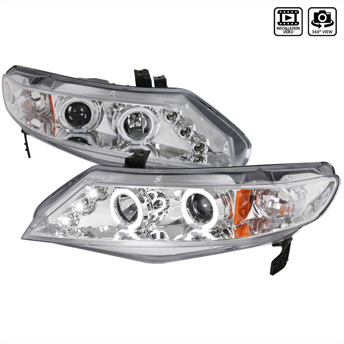 Spec-D Tuning 2LHP-CV064-TM | Spec-D Honda Civic 4d Ppojector Headlights; 2006-2010