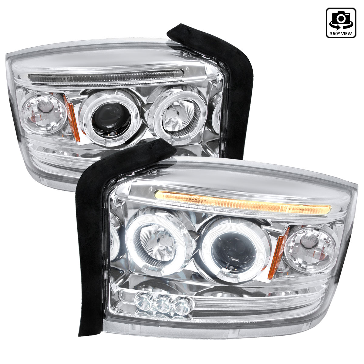 Spec-D Tuning 2LHP-DAK05-TM | Spec-D Dodge Dakota Projector Headlights; 2005-2007