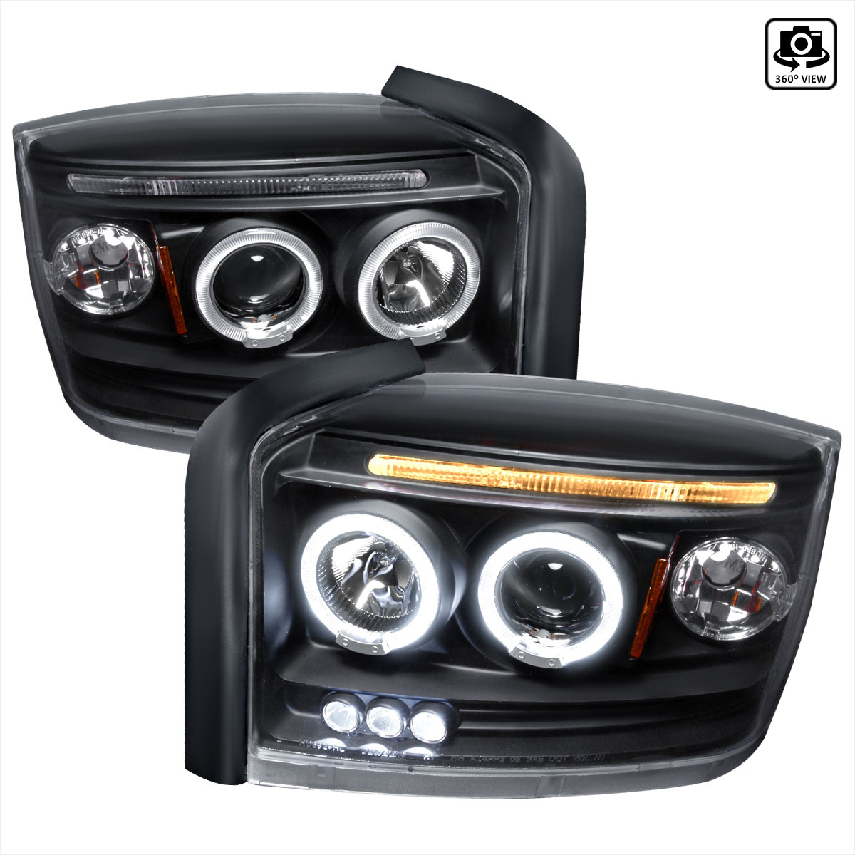 Spec-D Tuning 2LHP-DAK05JM-TM | Spec-D Dodge Dakota Projector Headlights; 2005-2007