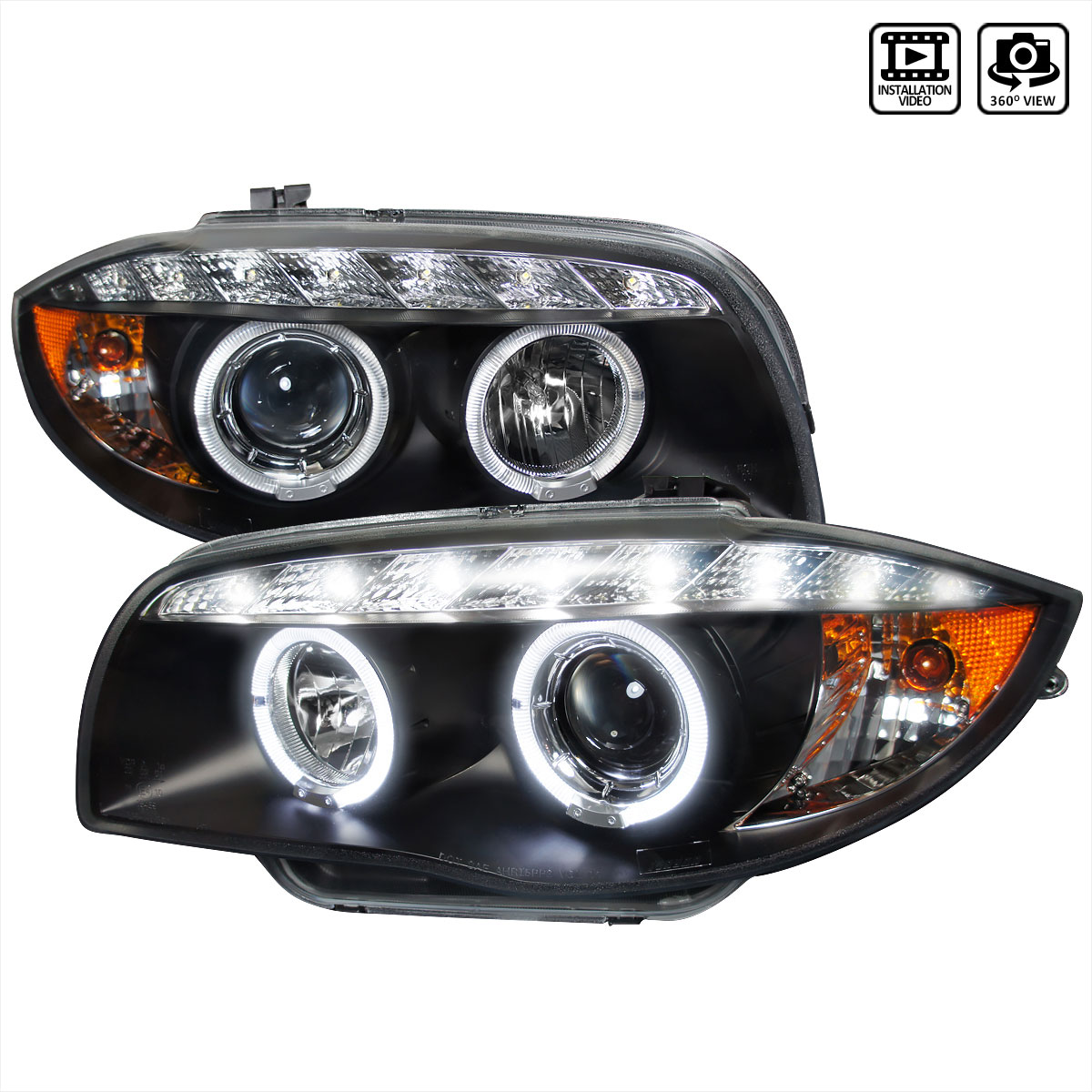 Spec-D Tuning 2LHP-E8708JM-TM | Bmw E87 Halo Projector Headlight Chrome Housing; 2008-2011