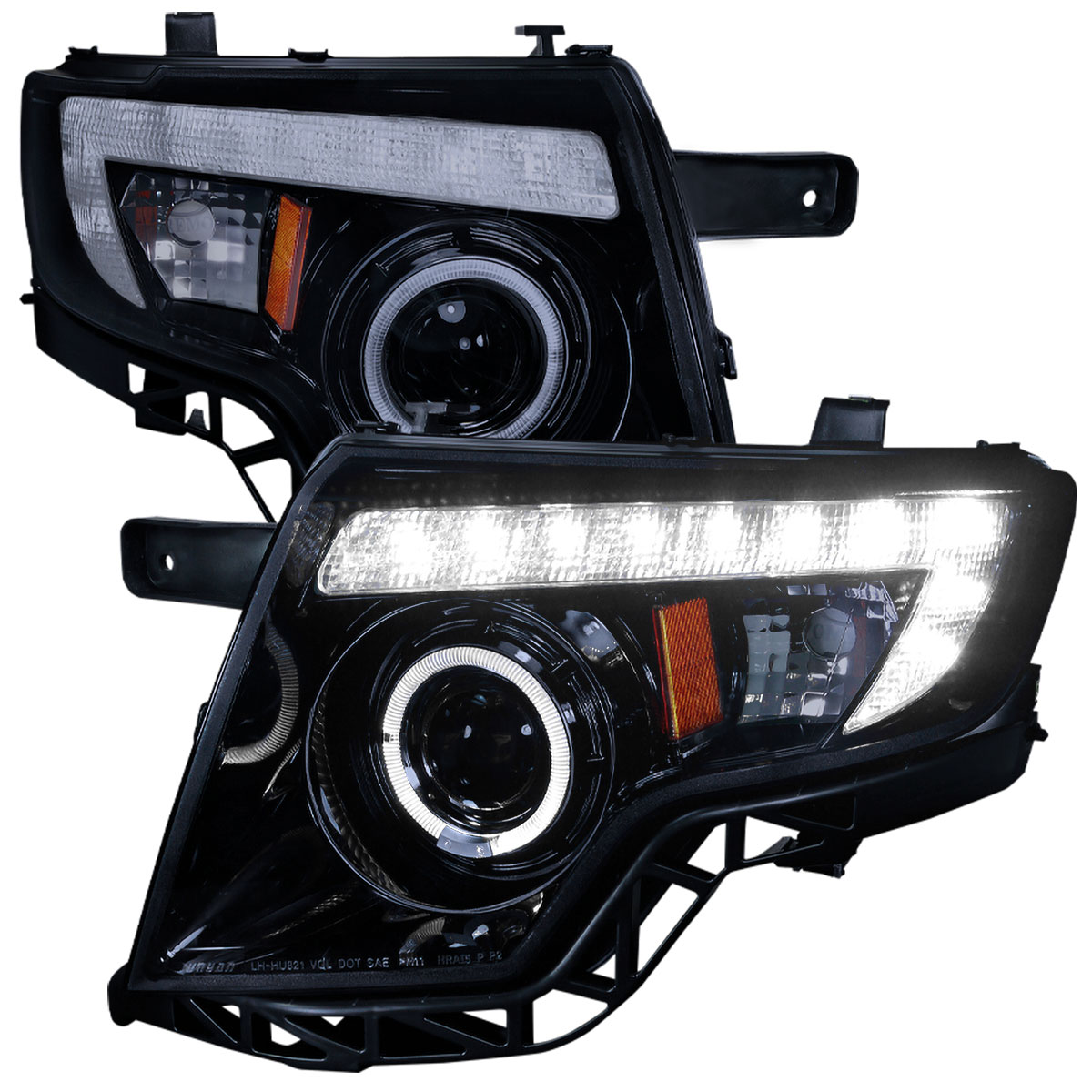 Spec-D Tuning 2LHP-EDG07G-TM | Ford Edge Smoked Lens Gloss Black Housing Projector Headlights; 2007-2010