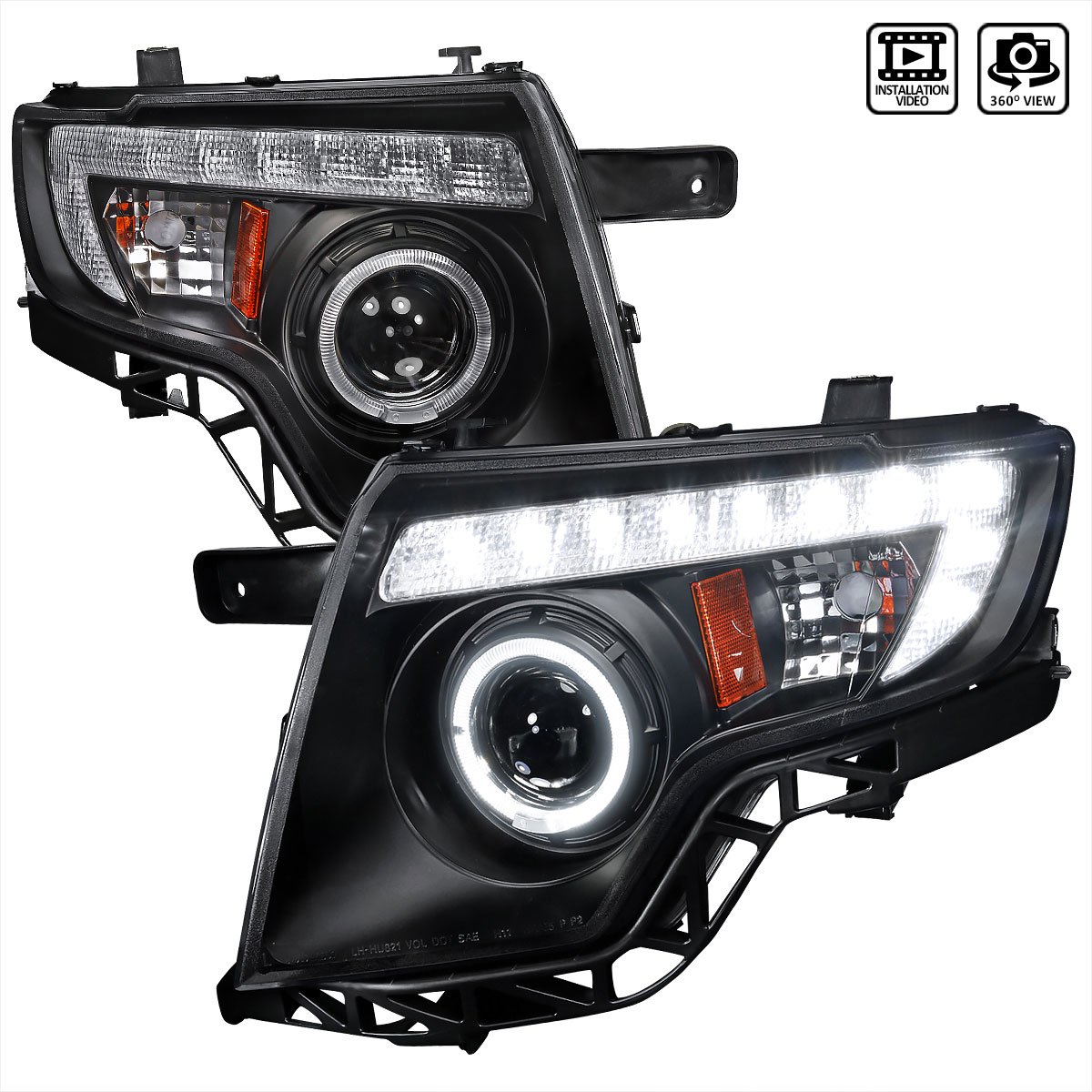 Spec-D Tuning 2LHP-EDG07JM-TM | Ford Edge Projector Headlight Black Housing; 2007-2010