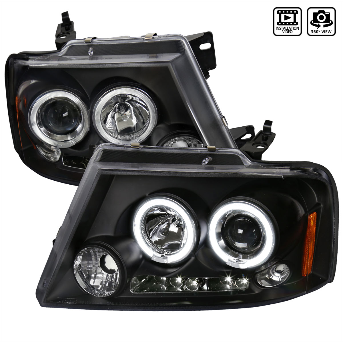 Spec-D Tuning 2LHP-F15004JM-TM | Spec-D Ford F-150 Halo Led Projector; 2004-2008