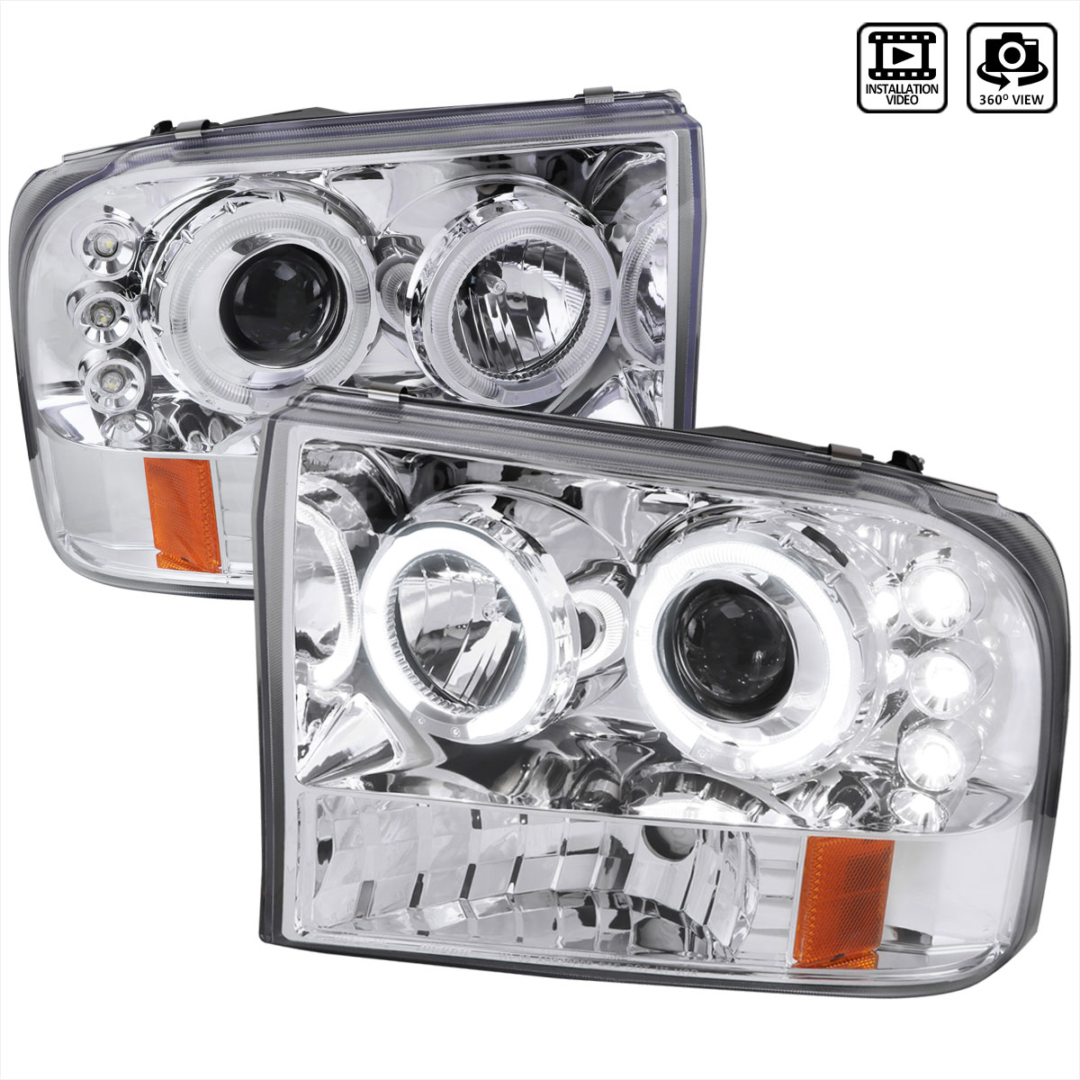 Spec-D Tuning 2LHP-F25099-TM | Spec-D Ford F250 Projector Headlight Led; 1999-2004