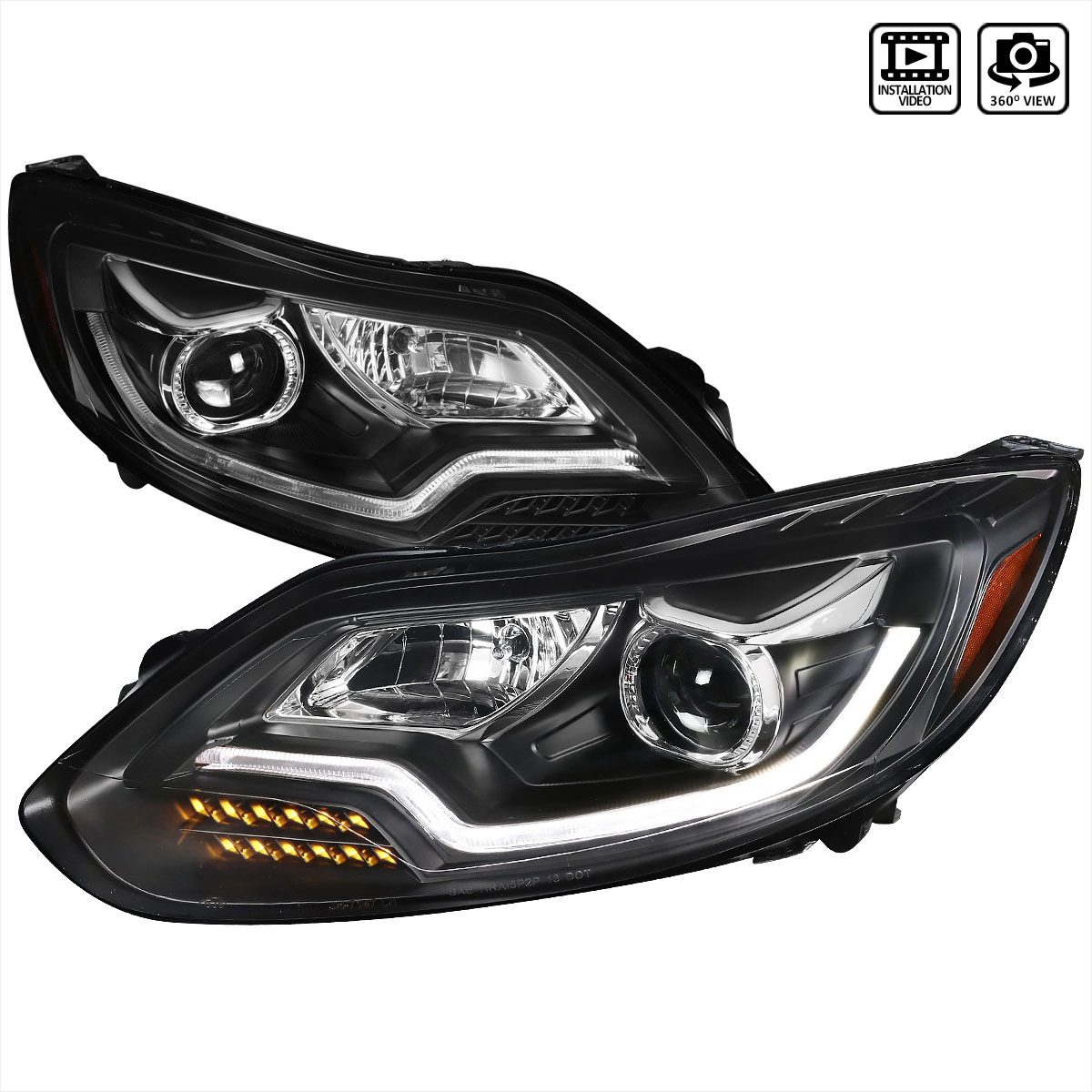 Spec-D Tuning 2lhp-foc12jm-oz | SPEC-D Tuning Ford Focus Projector Headlights Black; 2012-2014