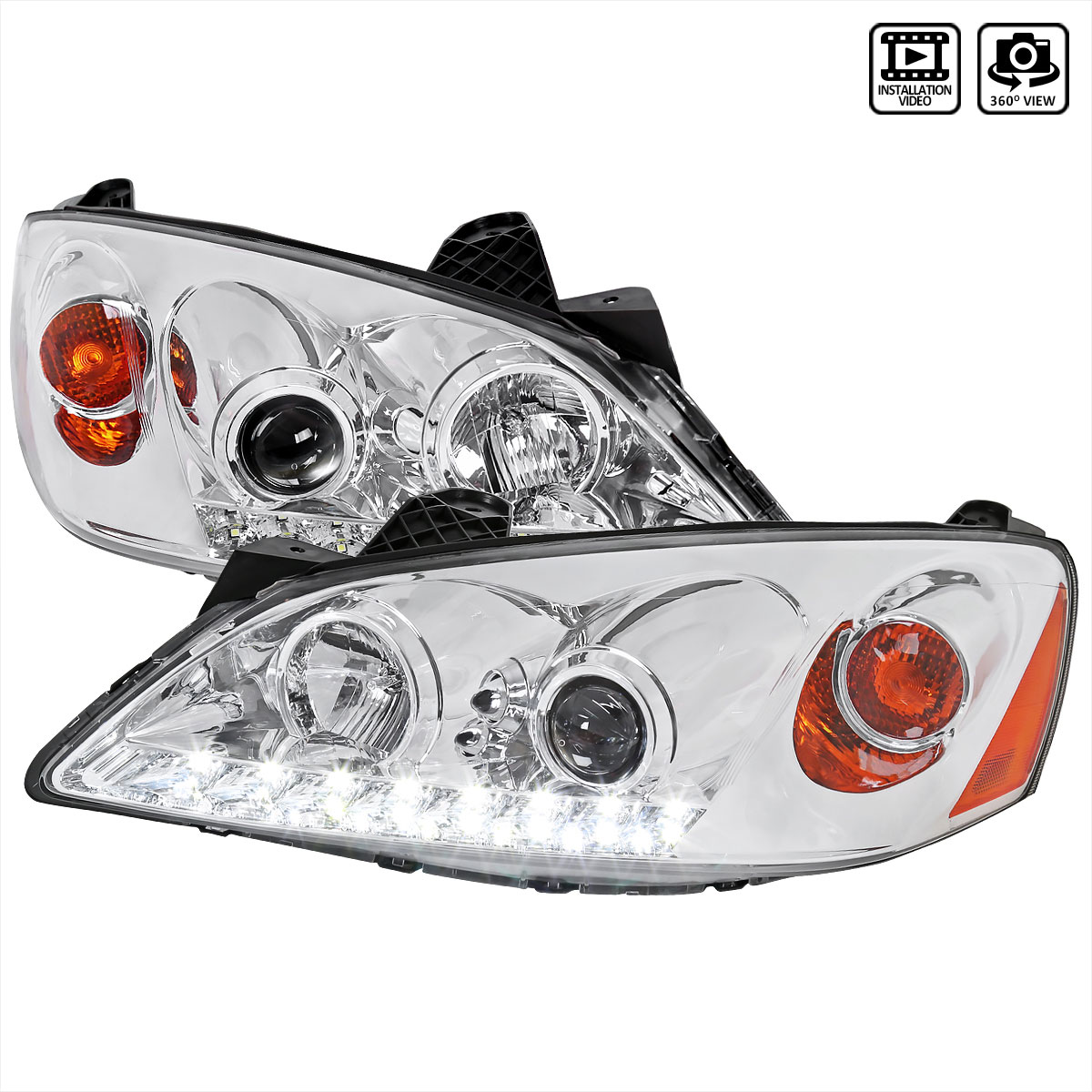 Spec-D Tuning 2lhp-g605-rs | SPEC-D Tuning Pontiac G6 Projector Headlights - Chrome; 2005-2010