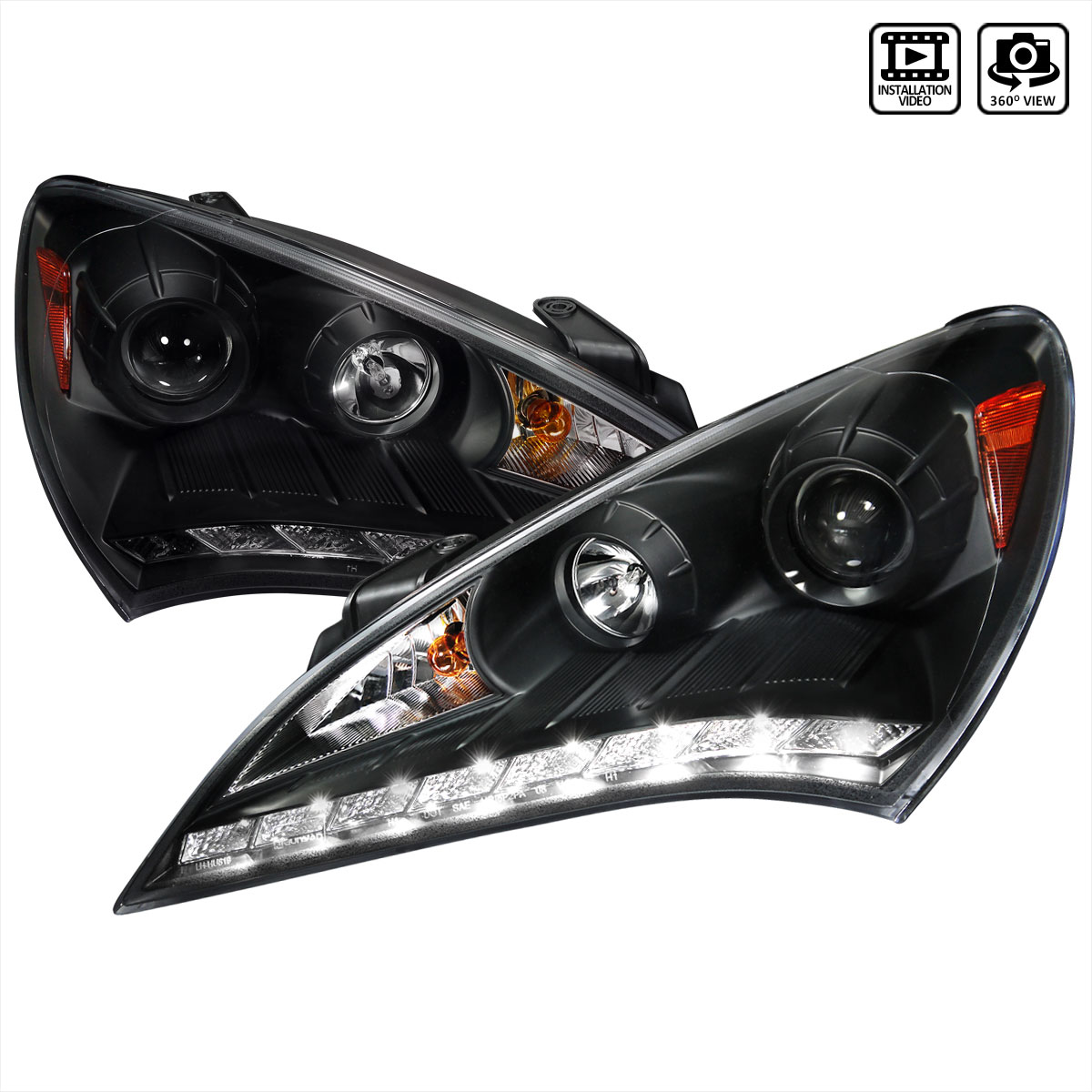 Spec-D Tuning 2LHP-GENS210JM-V2-TM | Hyundai Genesis Led Projector Headlight Black Housing; 2010-2012