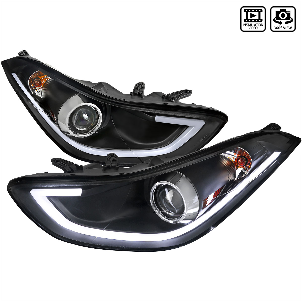 Spec-D Tuning 2LHP-HTRA11JM-TM | Hyundai Elantra Projector Headlight Black Housing; 2011-2013