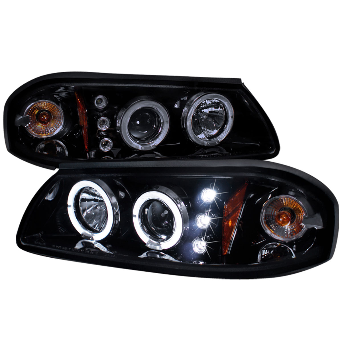 Spec-D Tuning 2LHP-IPA00G-TM | Chevrolet Impala Halo Projector Headlight Gloss Black Housing Smoke Lens; 2000-2005