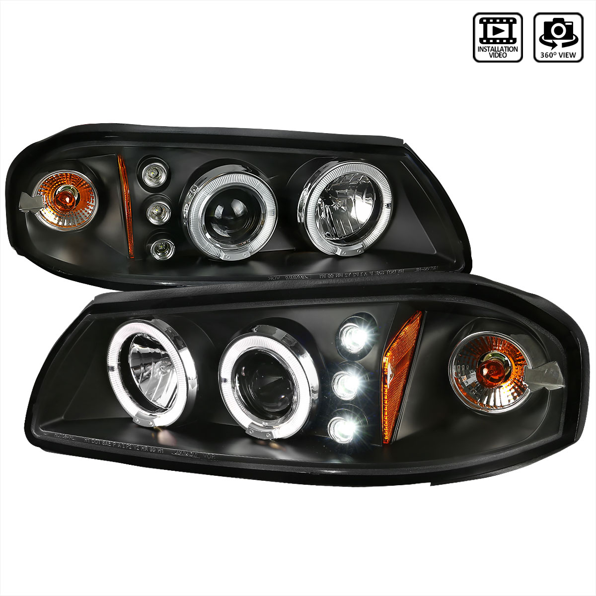 Spec-D Tuning 2LHP-IPA00JM-TM | Chevrolet Impala Halo Led Projector Black; 2000-2005