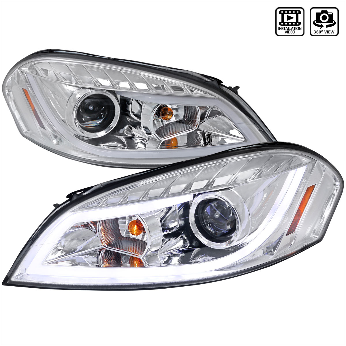 Spec-D Tuning 2LHP-IPA06-TM | Chevrolet Impala Halo Led Projector Chrome; 2006-2012