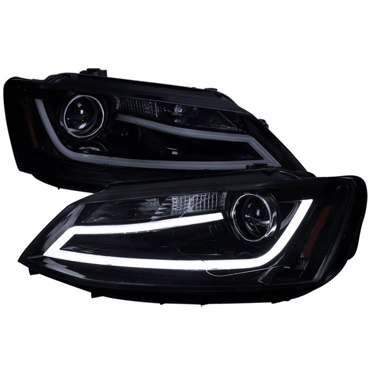 Spec-D Tuning 2LHP-JET11G-TM | Volkswagen Jetta Projector Headlights -Glossy Black; 2011-2012