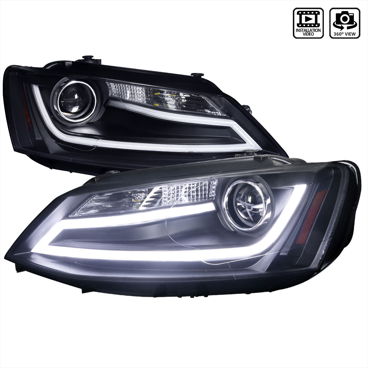 Spec-D Tuning 2LHP-JET11JM-TM | Volkswagen Jetta Projector Headlights Black; 2011-2012