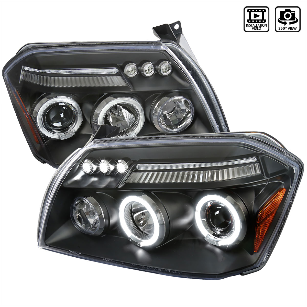 Spec-D Tuning 2LHP-MAG05JM-TM | Dodge Magnum Halo Led Projector Black; 2005-2008