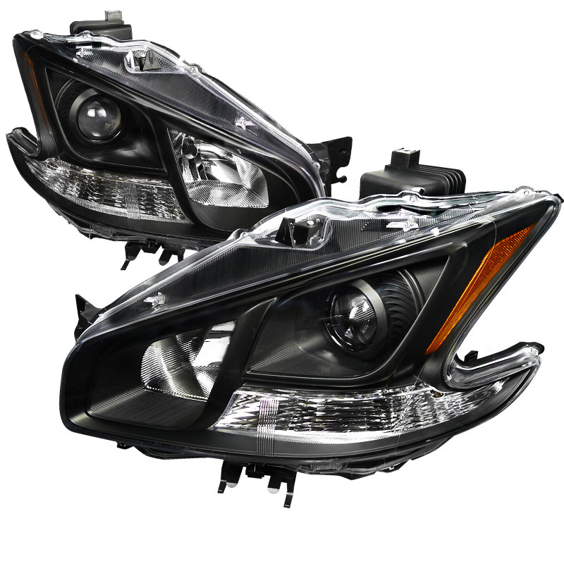 Spec-D Tuning 2LHP-MAX09JM-DP | Nissan Maxima Projector Headlight Black Housing; 2009-2011