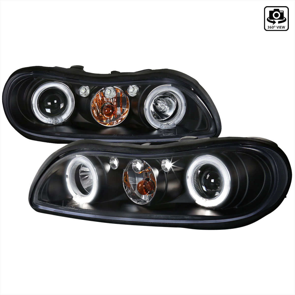 Spec-D Tuning 2LHP-MBU99JM-TM | Chevrolet Malibu Halo Led Projector Black; 1999-2003