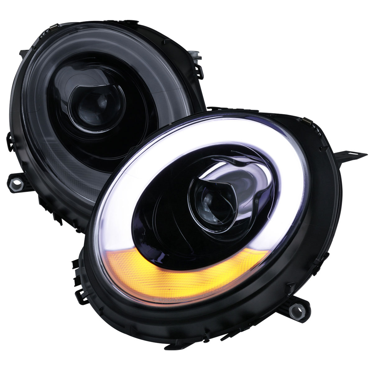 Spec-D Tuning 2LHP-MINI06G-V2-TM | Mini Cooper Smoked Projector Headlights With Light Bar; 2007-2012