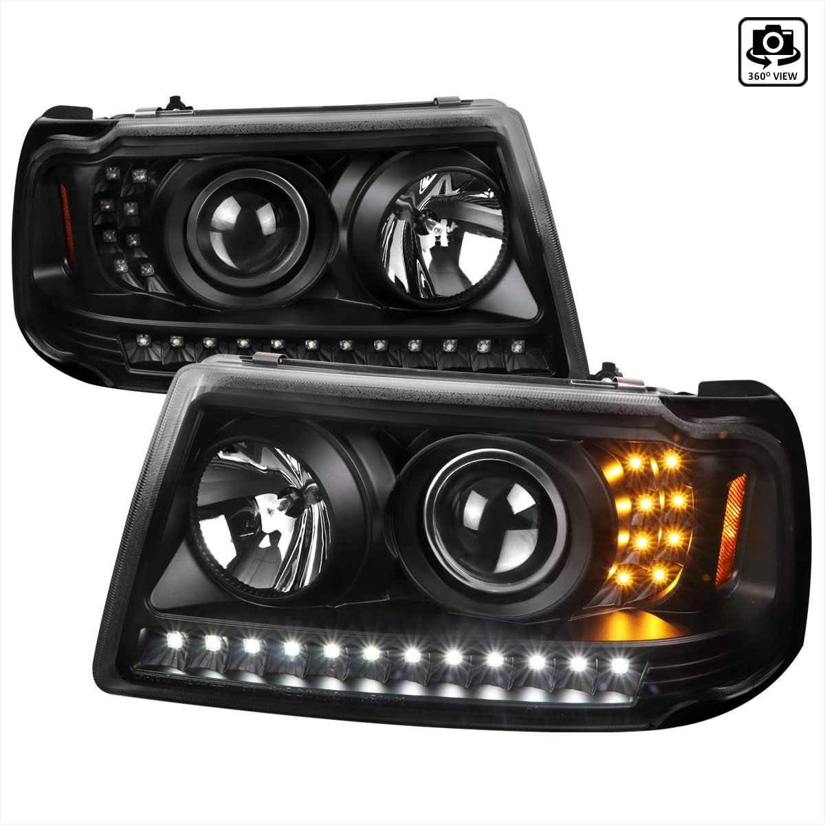 Spec-D Tuning 2lhp-ran01jm-tm | SPEC-D Tuning Ford Ranger Projector Headlights Full Black Housing With Clear Lens; 2001-2011