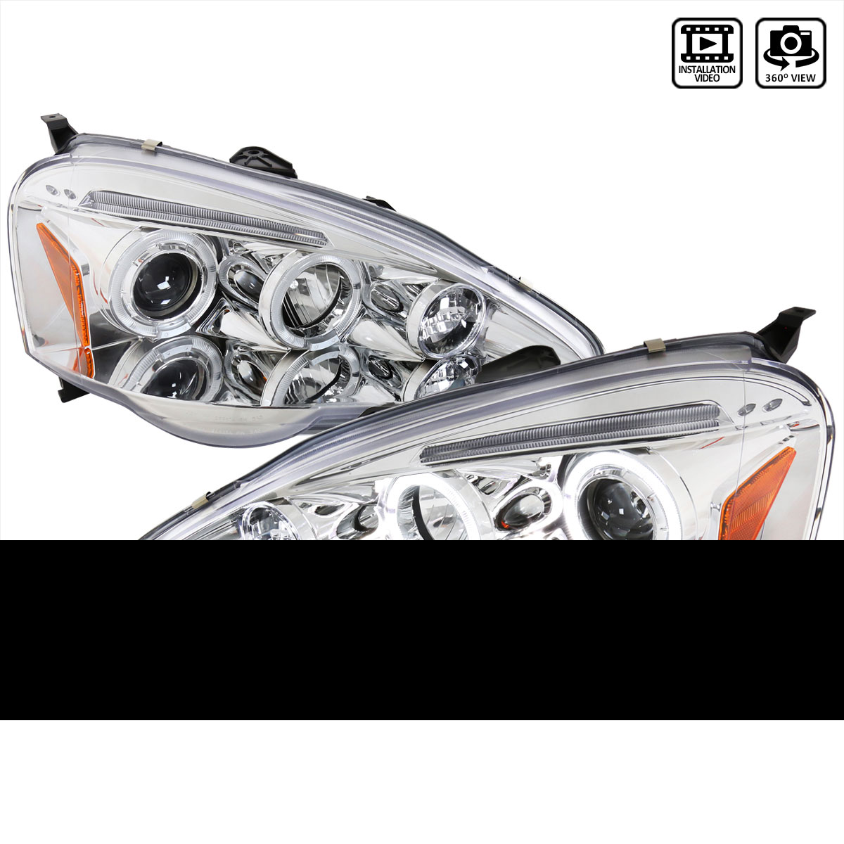 Spec-D Tuning 2LHP-RSX02-TM | Spec-D Acura Rsx Projectors Headlights; 2002-2004