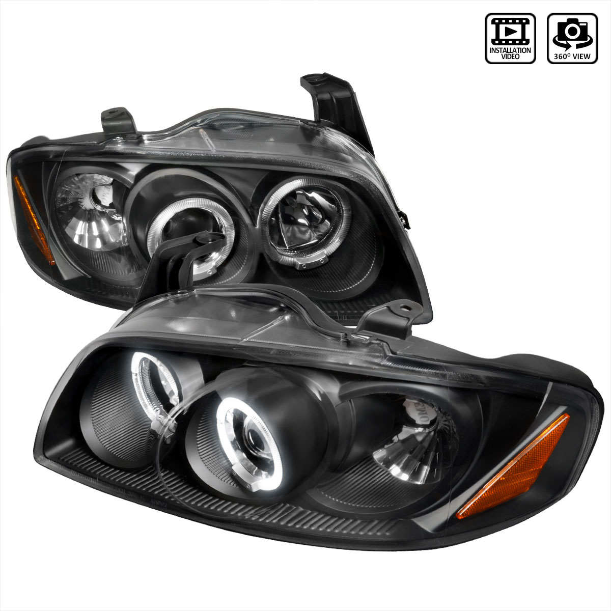 Spec-D Tuning 2LHP-SEN04JM-TM | Nissan Sentra Black Projector Headlight; 2004-2006