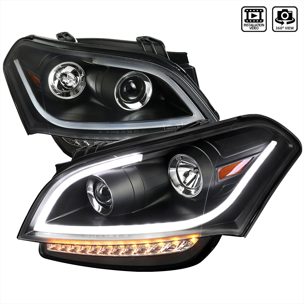 Spec-D Tuning 2lhp-sou10jm-tm | SPEC-D Tuning Kia Soul LED Bar Projector Headlights Black Housing; 2010-2011