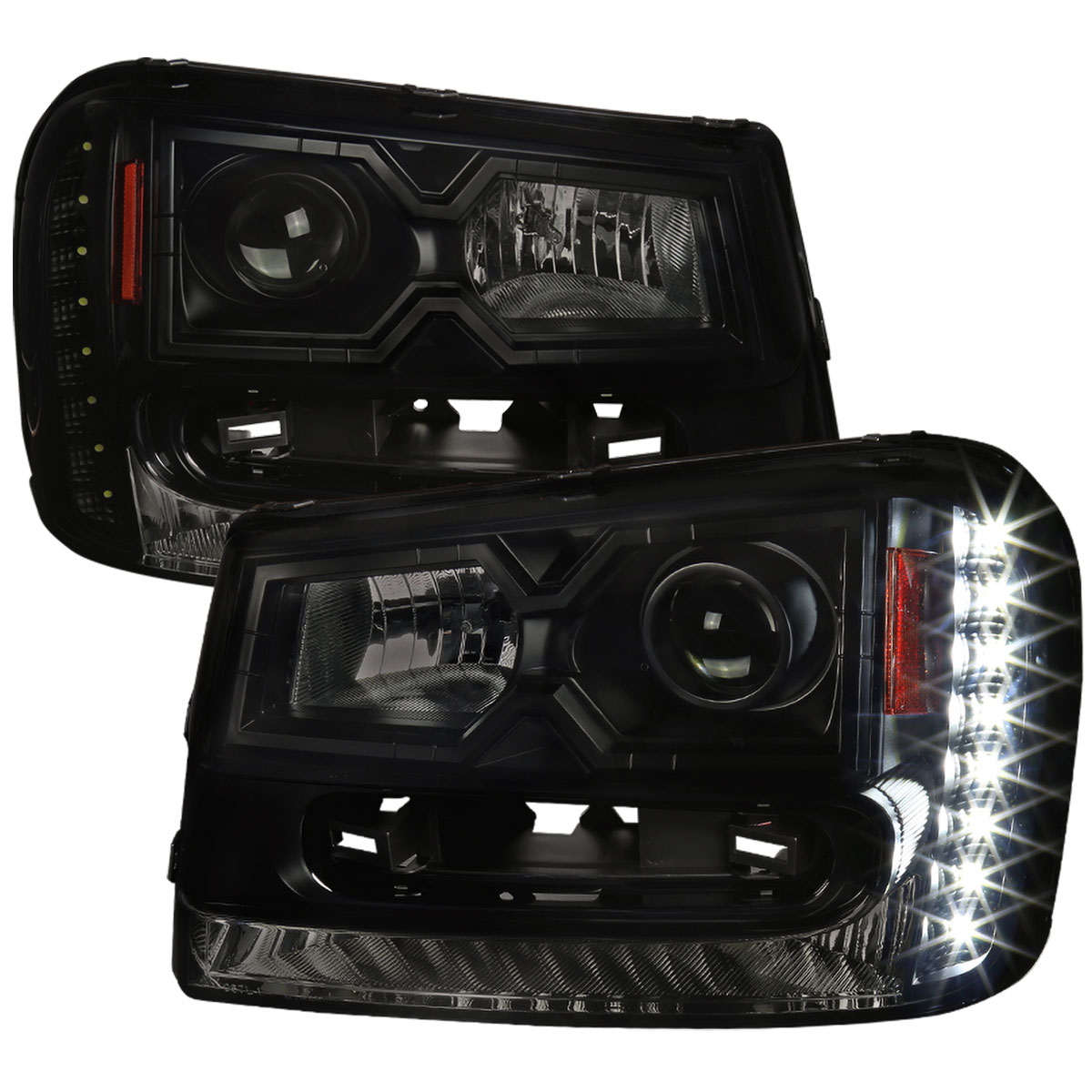 Spec-D Tuning 2lhp-tblz02sm-v2-rs | SPEC-D Tuning Chevrolet Trailblazer Projector Headlights - Smoke With Black Housing; 2002-2009