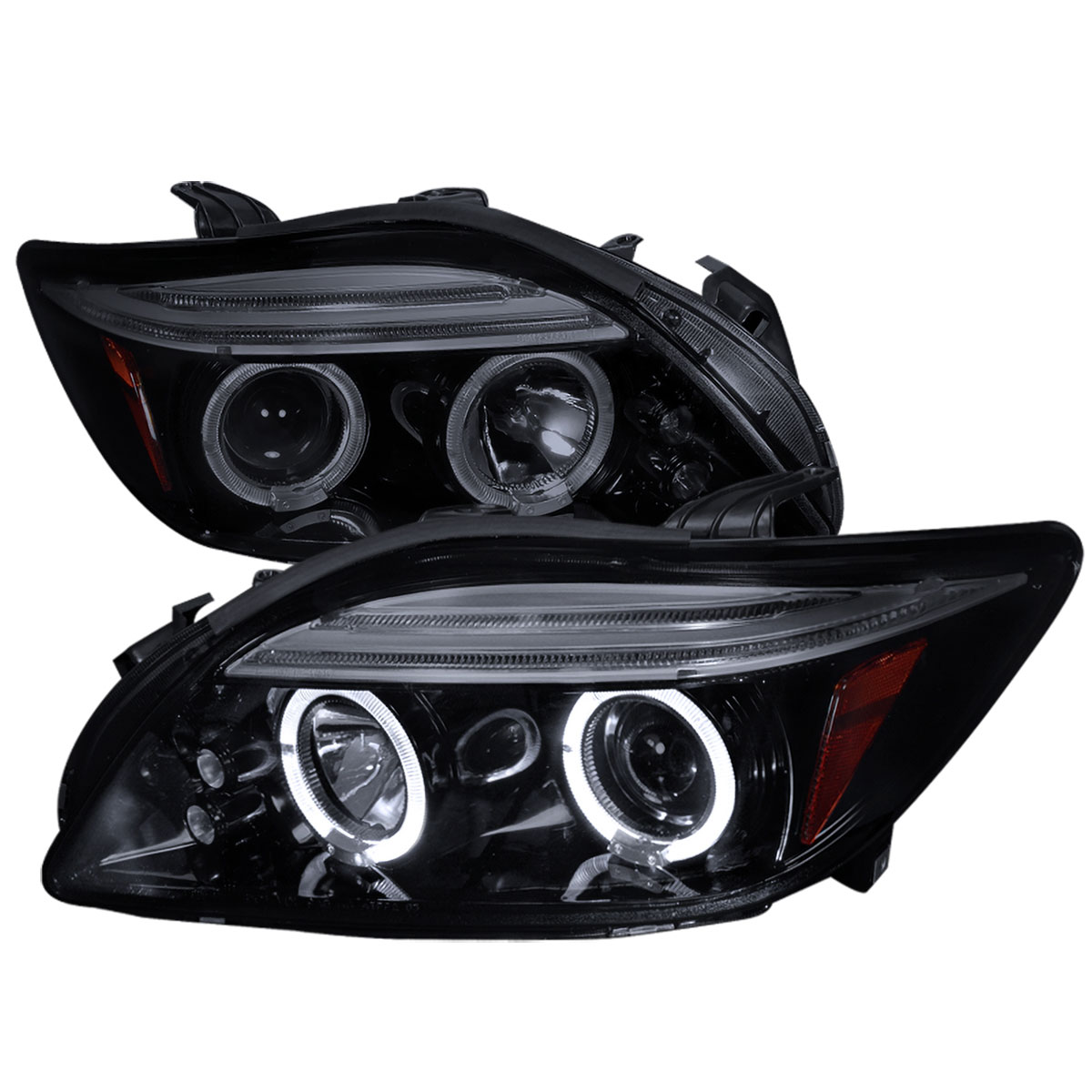 Spec-D Tuning 2LHP-TC05G-TM | Scion Tc Halo Projector Headlight Gloss Black Housing Smoke Lens; 2005-2010