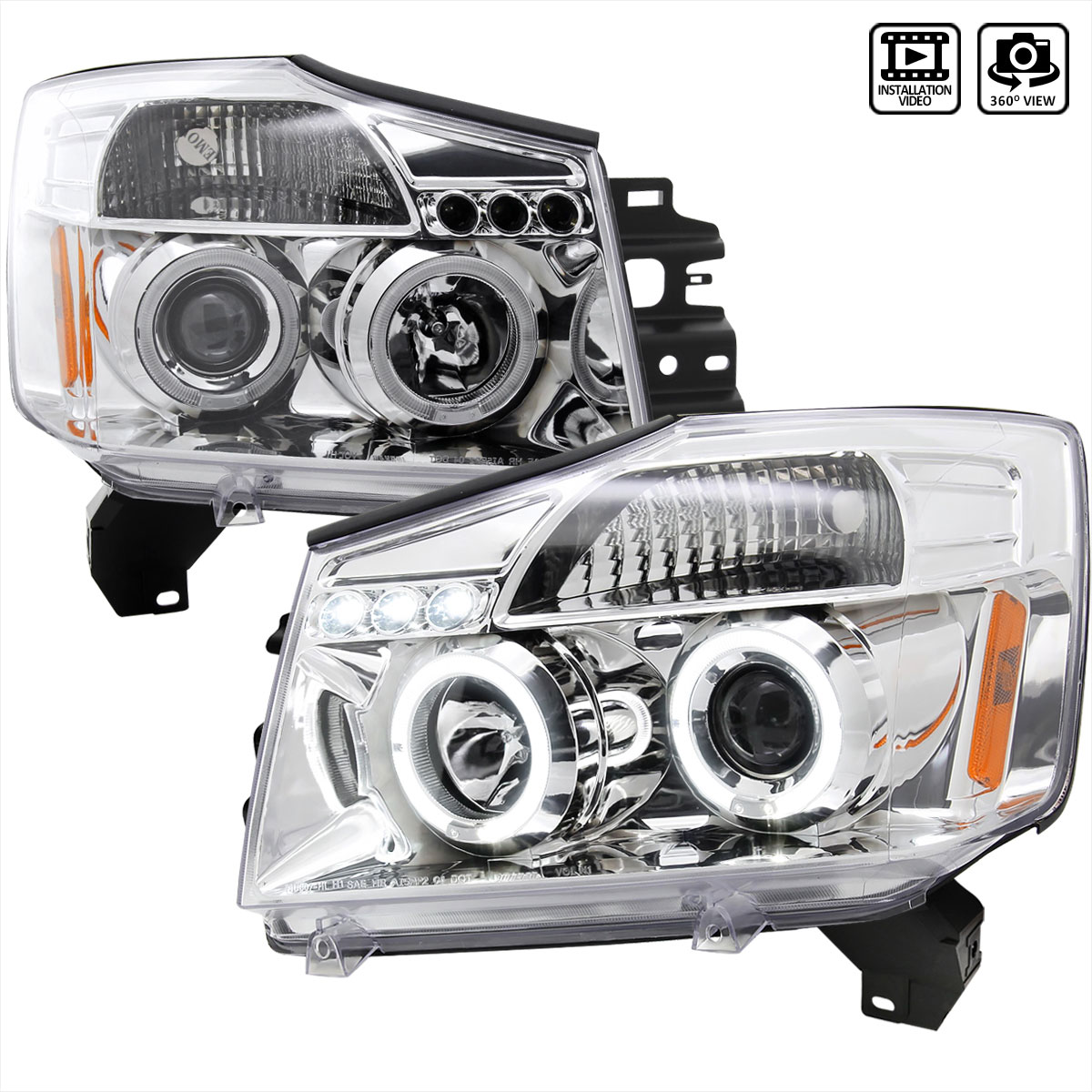 Spec-D Tuning 2LHP-TIT04-TM | Nissan Armada Halo Led Projector Chrome; 2004-2007