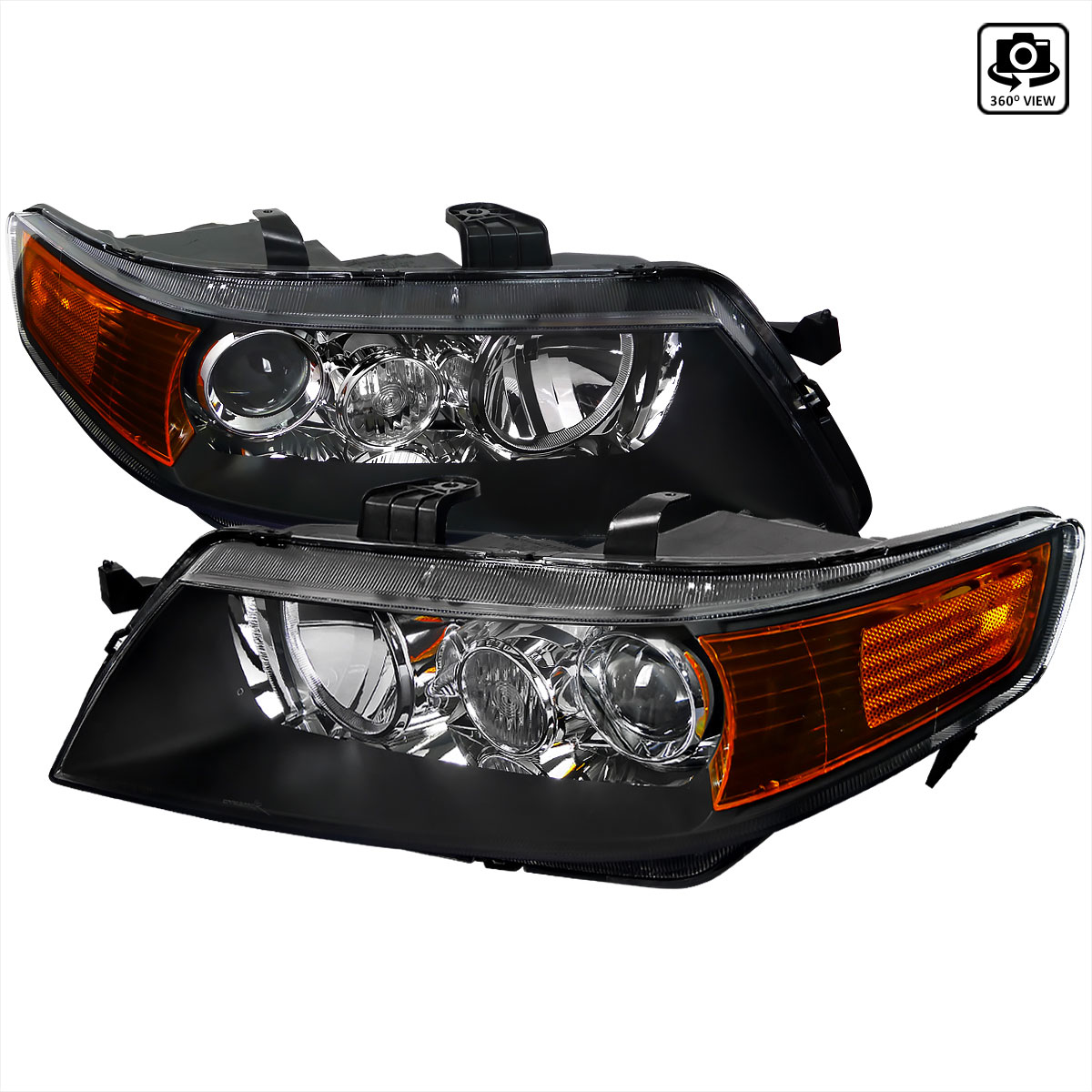 Spec-D Tuning 2LHP-TSX04JM-RS | Acura Tsx Projector Headlights Black; 2004-2005