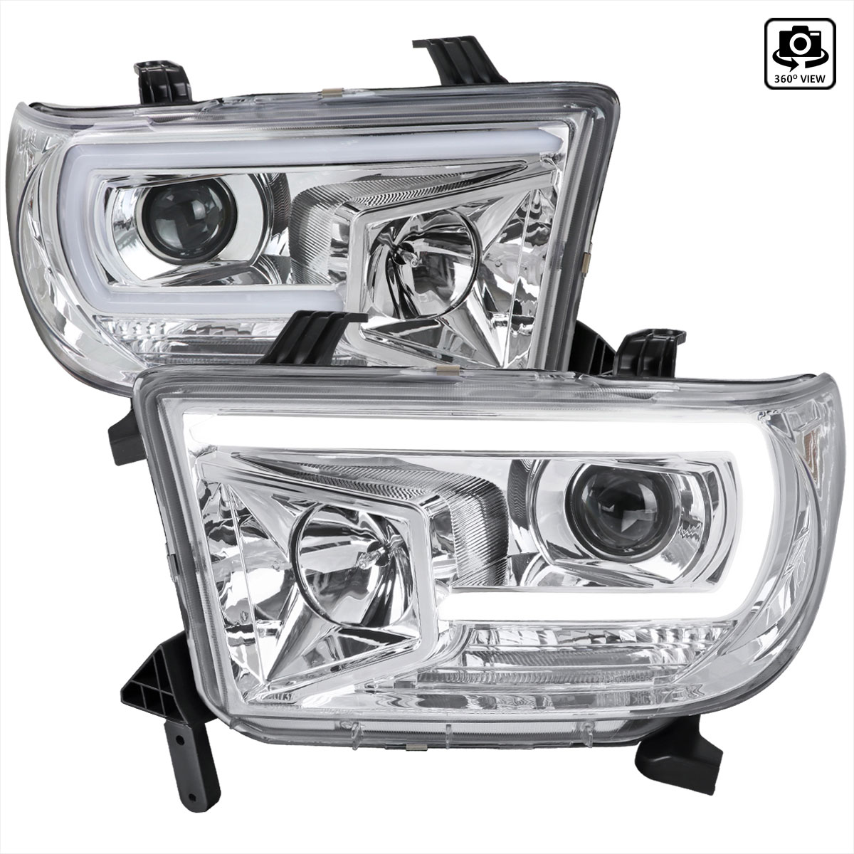 Spec-D Tuning 2lhp-tun07-g2-tm | SPEC-D Tuning Toyota Tundra Projector Headlight - Chrome Housing - Clear Lens - LED Tube; 2007-2013