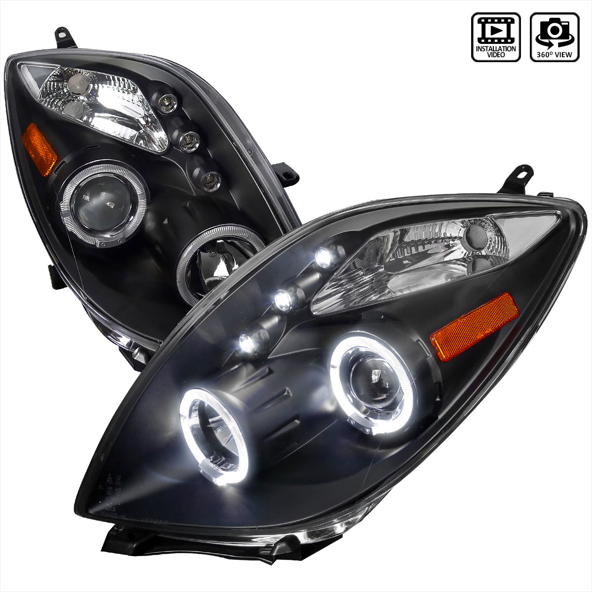 Spec-D Tuning 2lhp-yar063jm-tm | SPEC-D Tuning Toyota Yaris Halo Projector Headlight Smoked Lens Matte Black Housing 3 Door Only; 2006-2008