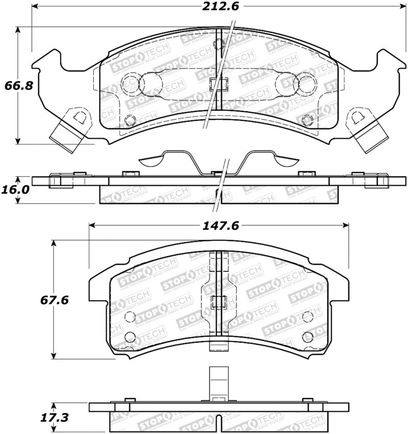 Stoptech 308.06230 | StopTech Street Brake Pads Oldsmobile Aurora, Front; 1995-1996