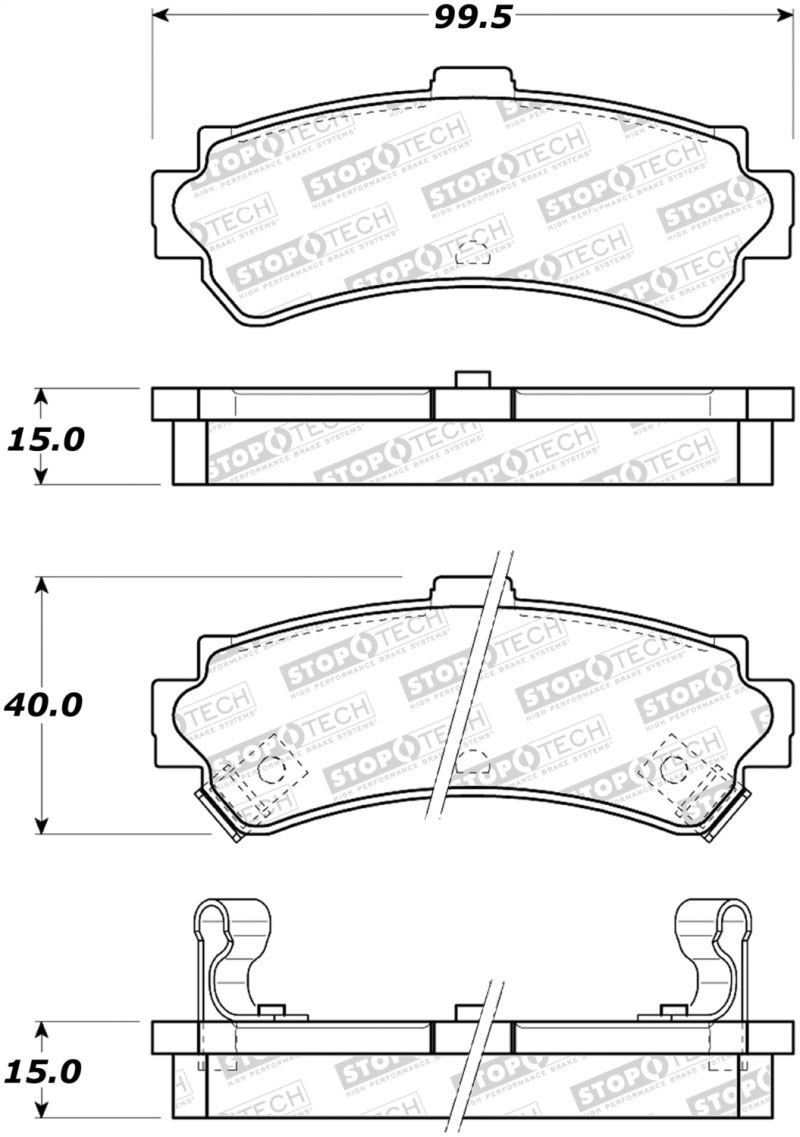 Stoptech 308.06690 | StopTech Street Brake Pads Nissan Sentra GXE, Rear; 1998-1998