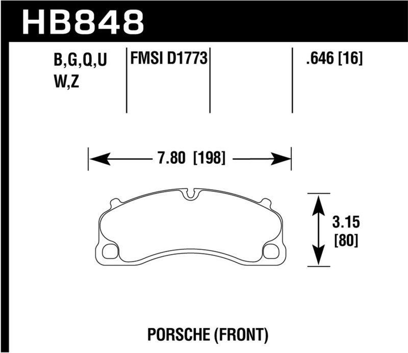 Hawk Performance hb848u.646 | Hawk 14-19 Porsche 911 GT3/GT3 RS / 2016 Porsche Cayman GT4 DTC-70 Race Front Brake Pads; 2014-2019