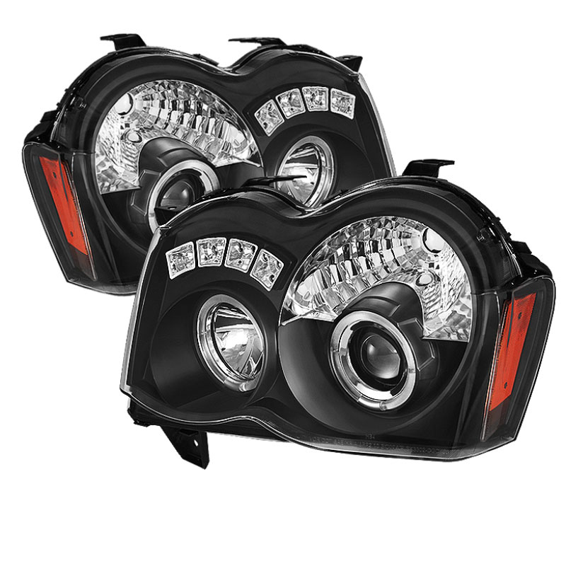 SPYDER 5070166 | Spyder Jeep Grand Cherokee Projector Headlights - LED Halo - LED ( Replaceable LEDs ) - Black - High H1 (Included) - Low (Not Included) - (PRO-YD-JGC08-HL-BK); 2008-2010