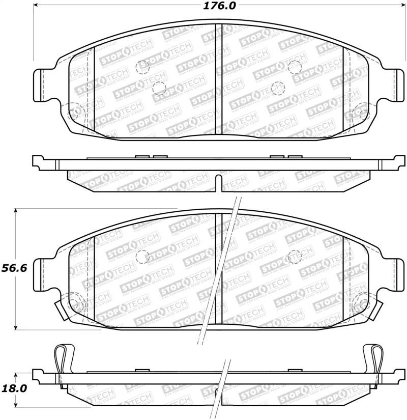 Stoptech 308.10800 | StopTech Street Brake Pads Jeep Grand Cherokee Limited Premium, Front; 2006-2010