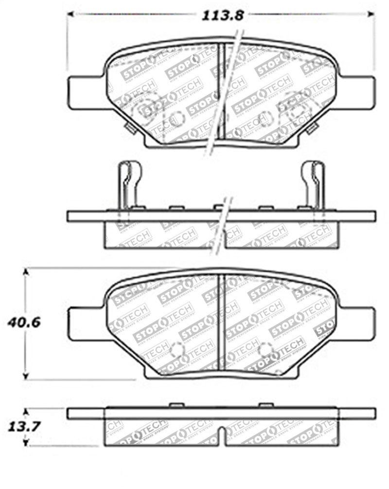 Stoptech 308.10330 | StopTech Street Brake Pads Pontiac G5 GT 5 Lug, Rear; 2009-2009