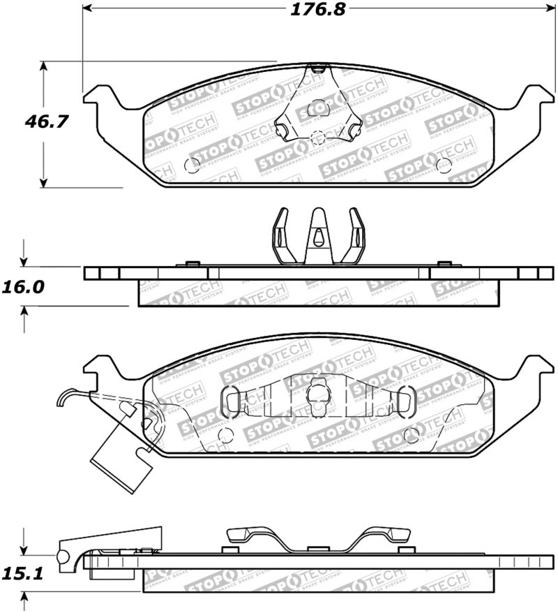 Stoptech 308.06500 | StopTech Street Brake Pads Dodge Stratus, Front; 1995-2000