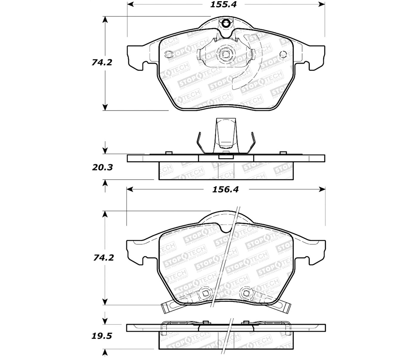 Stoptech 305.07360 | StopTech Street Select Brake Pads Audi A4 Quattro, Front; 1996-1996