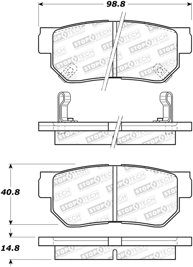 Stoptech 308.08130 | StopTech Street Brake Pads Hyundai Sonata, Rear; 1999-2007