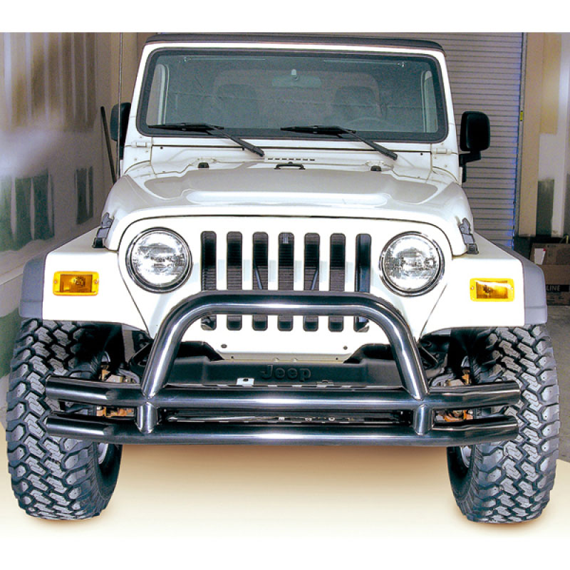 Rugged Ridge 11560.01 | 3-In Dbl Tube Front Bumper w/ Hoop 76-06 CJ / Jeep Wrangler; 1976-2006