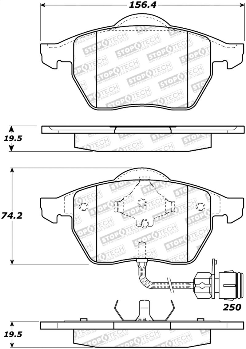 Stoptech 308.05552 | StopTech Street Brake Pads Audi RS4 328x28mm Rotor, Front; 2002-2002