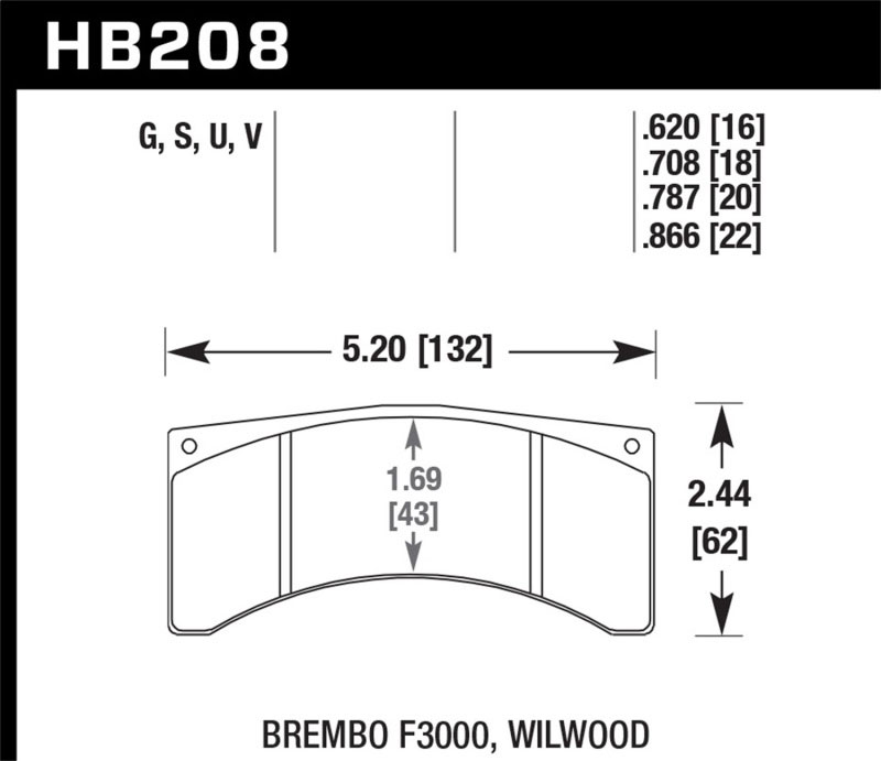 Hawk Performance hb208g.708 | Hawk NASCAR DTC-60 Brake Pads - Front