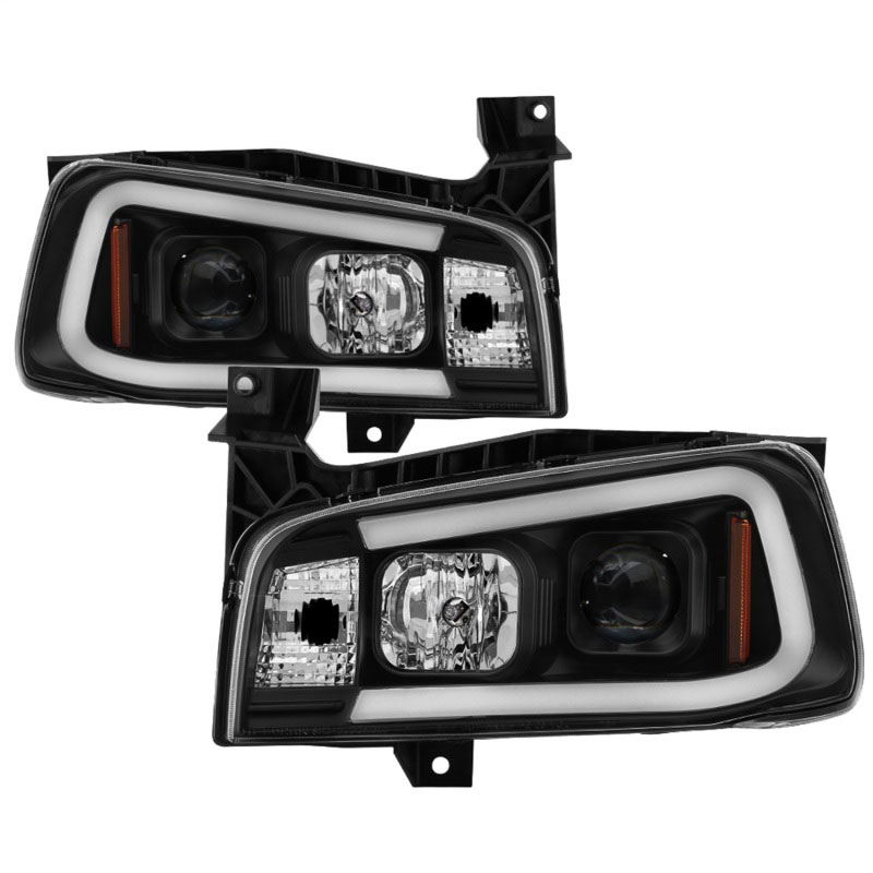 SPYDER 5085245 | Spyder Dodge Charger 06-10 Projector Headlights - LED Light Bar - Black PRO-YD-DCH05V2-LB-BK; 2006-2010