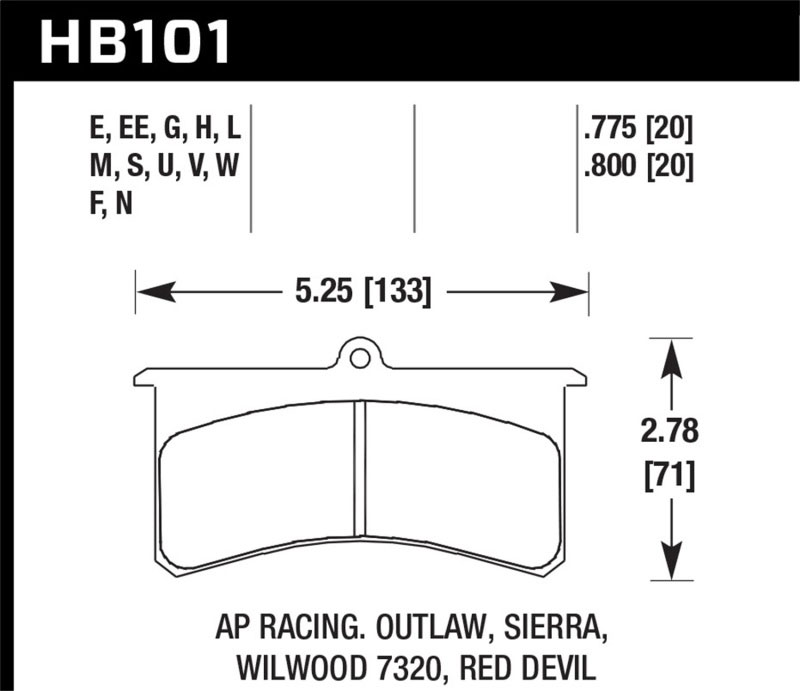 Hawk Performance hb101e.800 | Hawk Blue 9012 Wilwood SL/AP Racing/Outlaw 20mm Race Brake Pads