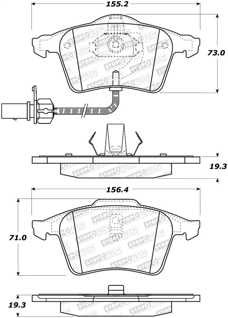 Stoptech 308.09150 | StopTech Street Brake Pads Audi Allroad Quattro 2 Pad Front Caliper, Front; 2001-2005